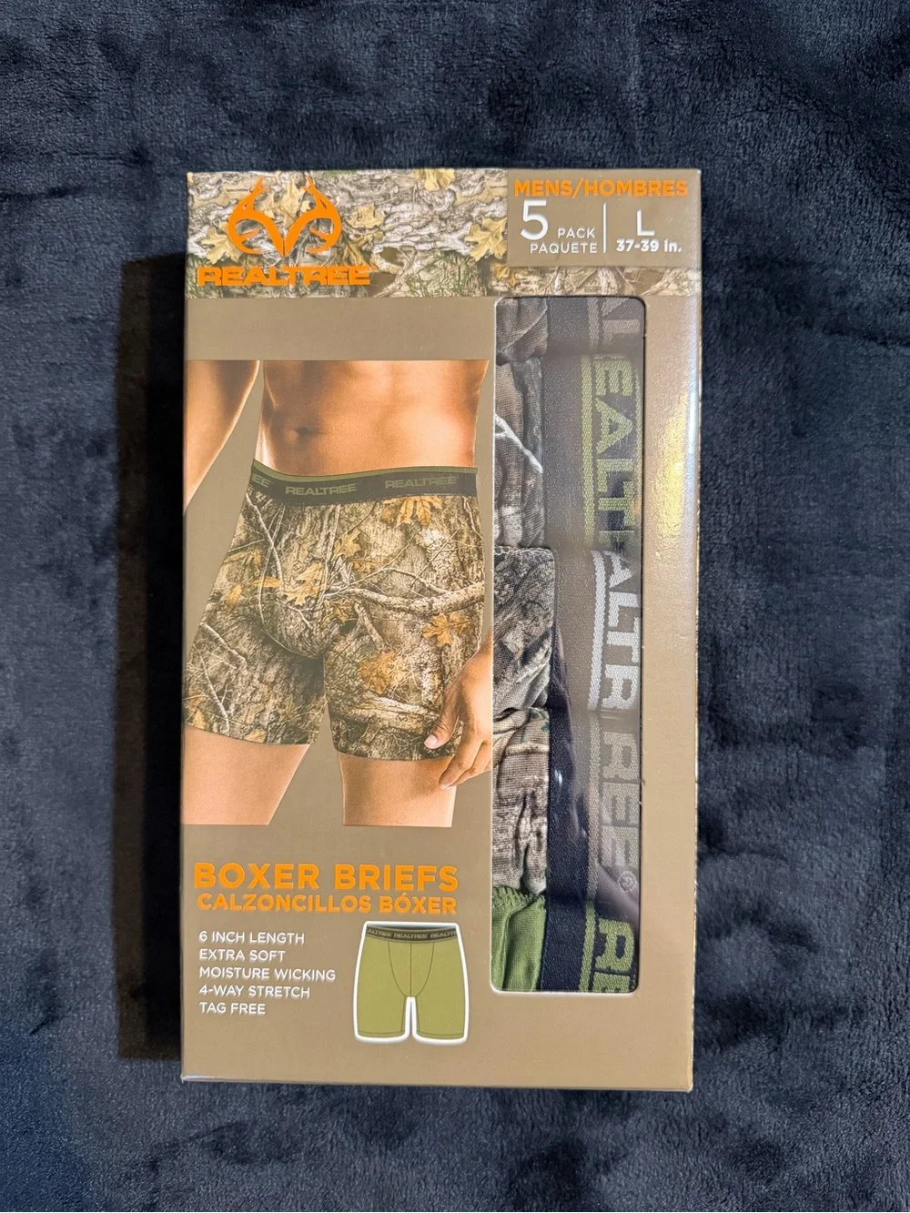 Realtree Men's Camo Boxer Briefs - Green Camo (5 Pack) Large